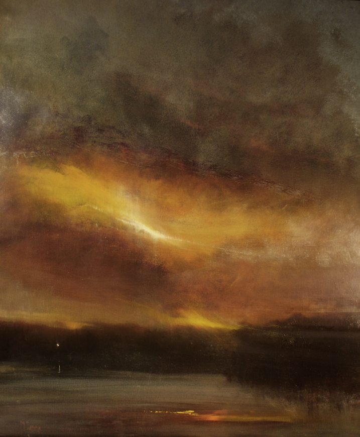 Lake Sunset (oil on canvas, 32"x38")